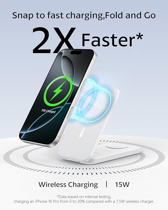 Compatible MagSafe 3 in 1 Wireless Charging Station for Apple, Magnetic Foldable Charger Stand for iPhone 17/16/15/14/13/12 Pro Max, Apple Watch Ultra/Series & AirPods Pro Fast Charging Dock