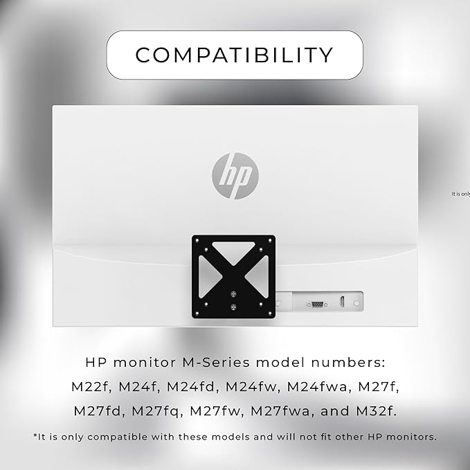 HumanCentric VESA Mount Adapter Compatible with HP M Series and 5 Series Monitors M22f M24f M24fd M24fw M24fwa M27f M27fd M27fq M27fw M27fwa and M32f 524sa 524sw 524sf 527sa 527sw 527sf and 532sf