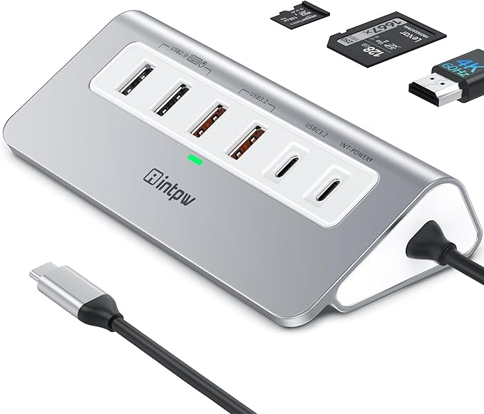P9 PRO USB C Hub 10Gbps, 9-in-1 USB C Docking Station with 4K@60Hz HDMI, Type-C & 2 Type-A 3.2, 2 USB-A 2.0, PD 100W, SD/TF Port,Aluminum USB Hub for Laptop, iPhone 17 Series, MacBook Air/Pro
