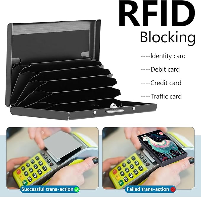 Credit Card Holder, Alpaca Art Design Mini RFID Blocking Aluminum Wallet Slim Metal Hard Case Shell Travel Wallet ID Case Small Credit Cards Case Business Cards for Women Men Girls