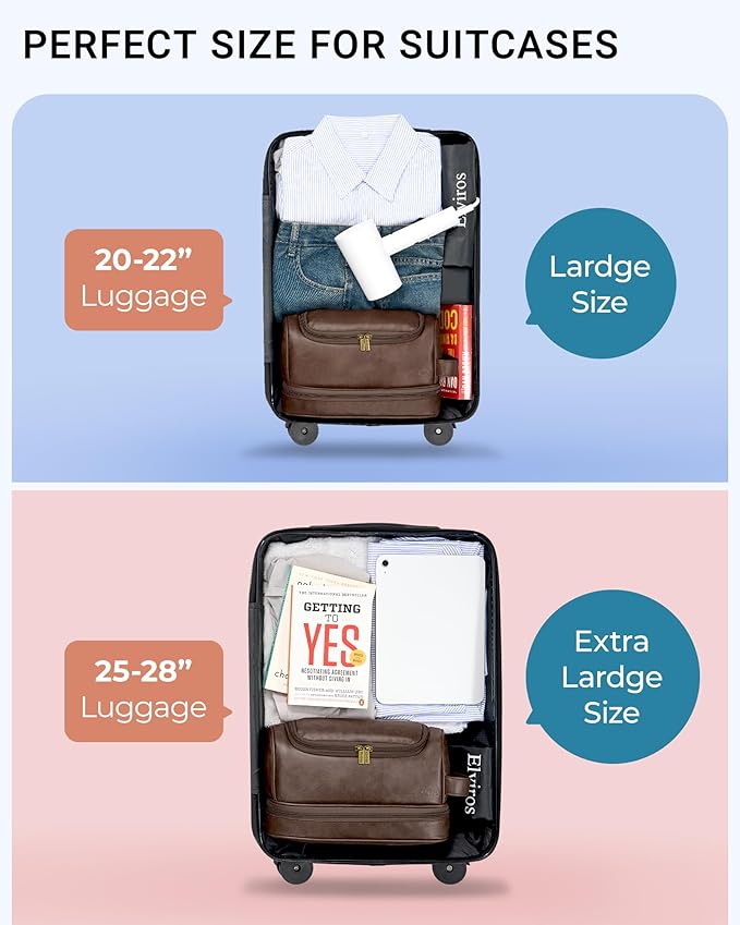 Elviros Toiletry Bag for Mens PU Leather Travel Organizer Kit with Hanging hook, Large Water-resistant Toiletries Bathroom Shaving Bags (Coffee)