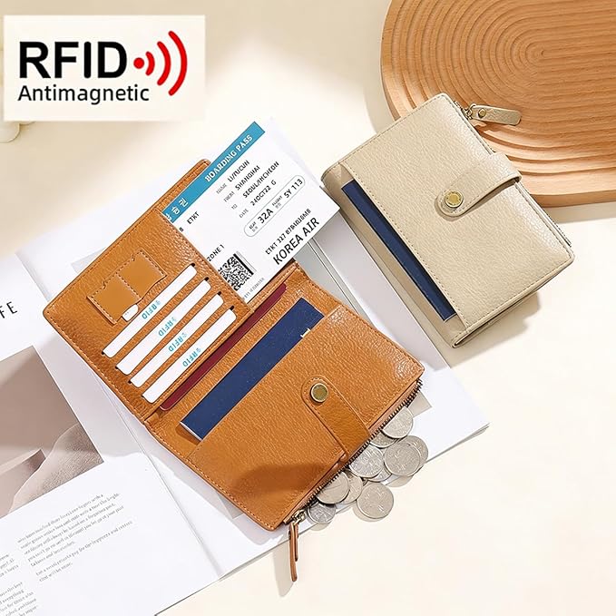 Slim RFID Blocking Passport Holder Wallet,PU Leather Travel Card Organizer,Lightweight Passport Case for Women Men (Yellow)