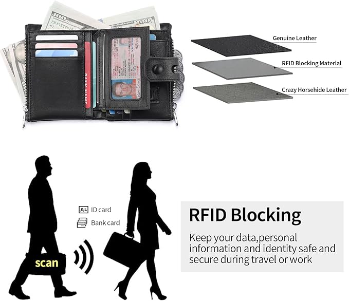 FALAN MULE Wallet for Men Large Capacity Genuine Leather Men Wallets RFID Blocking