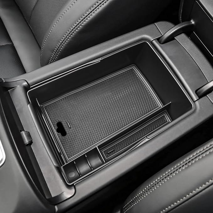 EDBETOS Center Console Organizer Tray Compatible with Hyundai Santa Fe TM 2021 2022 2023 Accessories and Santa Fe SEL 2022 2023 Interior Secondary Armrest Storage Box ABS Insert Tray, Black Trim