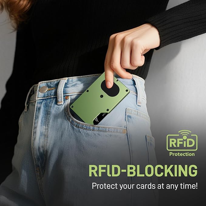 Slim Wallet for Men, Air Wallet Build in Airtag Chip, Smart Wallet Compatible with Apple Find My iOS Only, Minimalist Front Pocket Wallet RFID-Blocking Card Holder with Money Clip (Green)