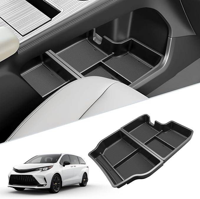 SKTU 2Pcs for 2021-2026 Toyota Sienna Center Console Organizer 2021-2026 Sienna Lower Console Tray Toyota Sienna 2024 2025 2026 Accessories Under Console Tray (Not Fit Models with Refrigerator)