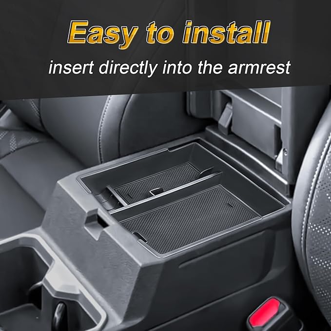 Center Console Organizer Compatible with 2024 2025 2026 Toyota Tacoma Console Armrest Storage Box Interior Insert Storage Tray Secondary Accessories(Black)