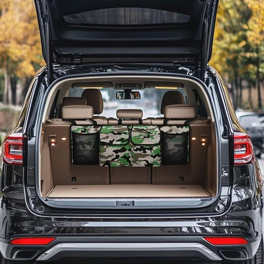 Camouflage Back Seat Trunk Organizer,Space Saving Car Trunk Storage Organizer with Lid Keep your Trunk Clean and Tidy 4 Large Pockets Car Organizer for Kids,Travel