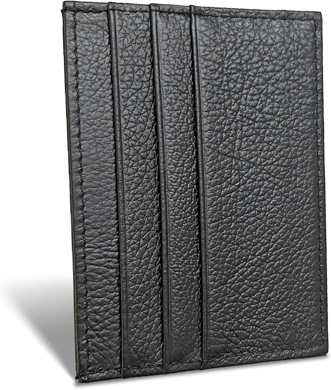 WOXVM Credit Card Holder Wallet RFID Blocking Slim Credit Card Cases Holder Premium Leather Minimalist Front Pocket Small Wallet with 6 Card Slots and 1 Pockets for Men Women (Black)