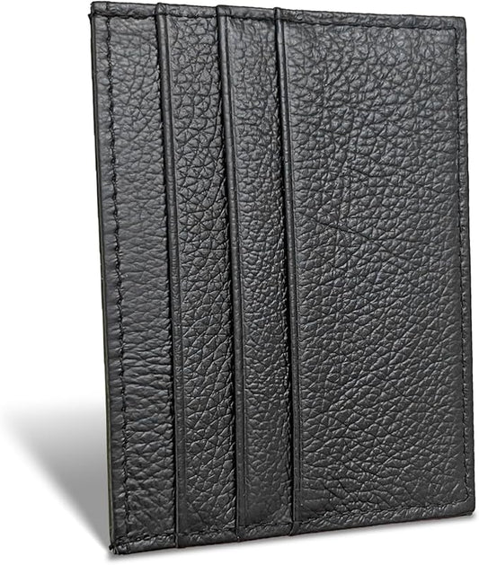 WOXVM Credit Card Holder Wallet RFID Blocking Slim Credit Card Cases Holder Premium Leather Minimalist Front Pocket Small Wallet with 6 Card Slots and 1 Pockets for Men Women (Black)