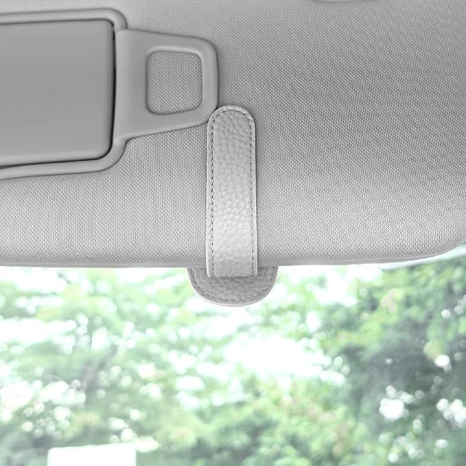zipelo Sunglasses Holders for Car Sun Visor, Magnetic Leather Vehicle Glasses Hanger Clip for Ticket Card, Auto Interior Eyeglass Organizer Accessories, Universal for SUV Sedan Truck (Gray)