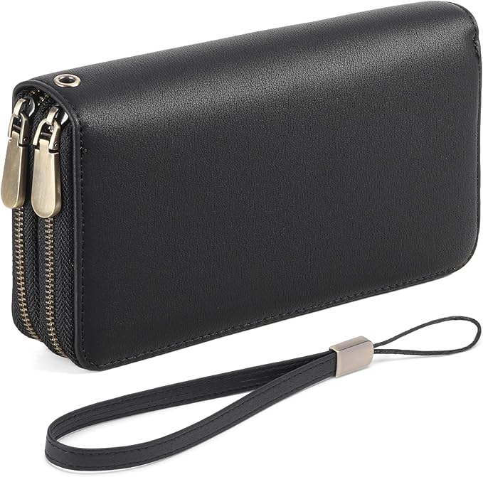 GAEKEAO Wallet for Women Clutch Leather RFID Blocking Wristlet Purse Zip Around Wallets Large Capacity Credit Card Holder
