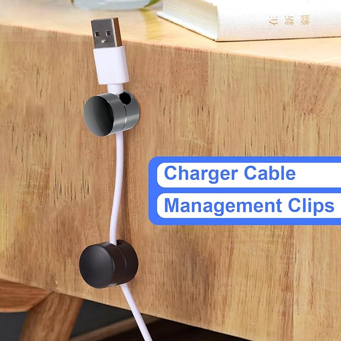 3 Sets Charger Holders for Cords, Adjustable Cable Anchor Holders, Adhesive Metal Cord Clips, Cable Management Wire Organizers for Desk, Office, Nightstand - Matte Black/Black/Antique Copper