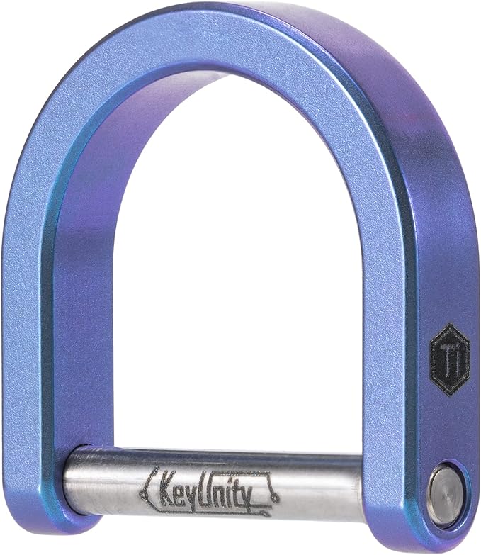 KeyUnity KA17 Titanium D Ring Key Shackle, U Shape Key Ring Horseshoe Clasp for Car Fob, DIY Leather Key Organizer Keychain