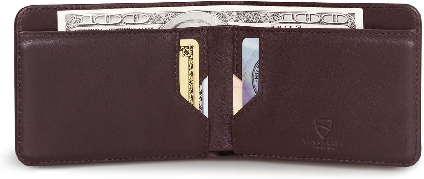 Vaultskin MANHATTAN Slim RFID Blocking Bifold Leather Wallet for Men - Men’s Leather Wallet, Front Pocket Minimalist Card Holder, Holds 9 Cards and Cash, Premium Italian Leather