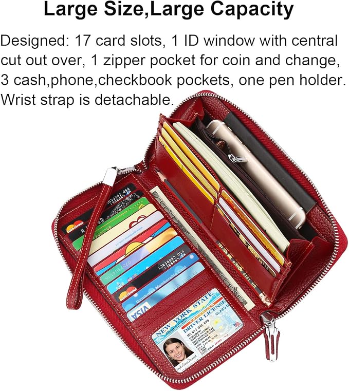 Lavemi Small Compact Women Wallet RFID Blocking Genuine Leather Bifold Purse with ID Windows