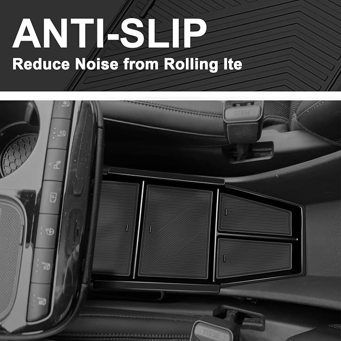 BestEvMod for 2026 2025+ Ioniq 5 Lower Center Console Organizer Tray Storage Box Interior Accessories with Rubber Black Trim Compatible with Hyundai Ioniq 5 2026 2025