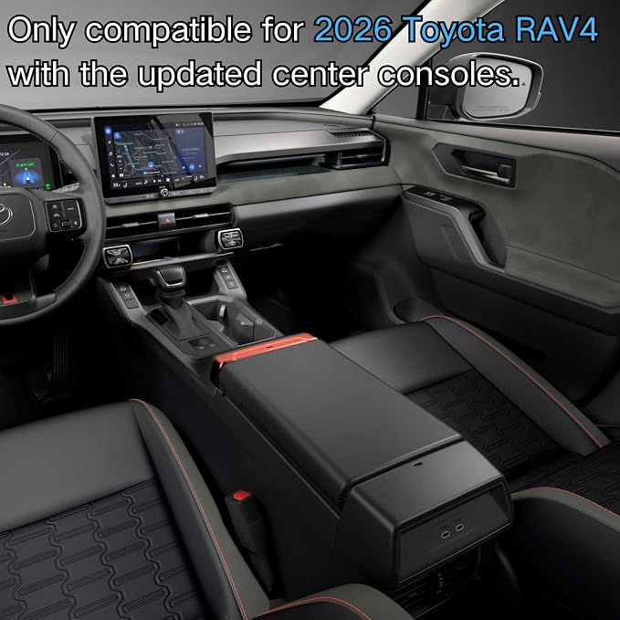 Upgraded Center Console Organizer Compatible with 2026 Toyota RAV4 6th Gen Accessories, Interior Insert ABS Materials Tray, Armrest Box Secondary Storage Tray