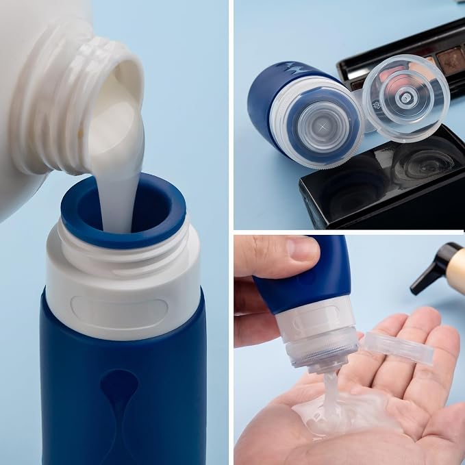 Gemice Travel Bottles - TSA Approved 3oz Containers, BPA Free, Leak Proof, Refillable Liquid Travel Accessories for Shampoo, Lotion, Soap
