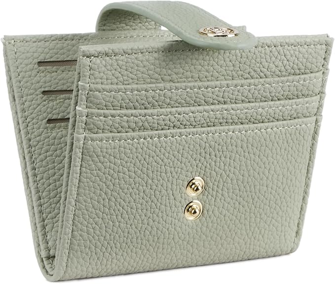 BOSTANTEN Slim Wallet for Women Small RFID Blocking Credit Card Holder Leather Bifold Wallets with Zipper Coin Pocket Light Green