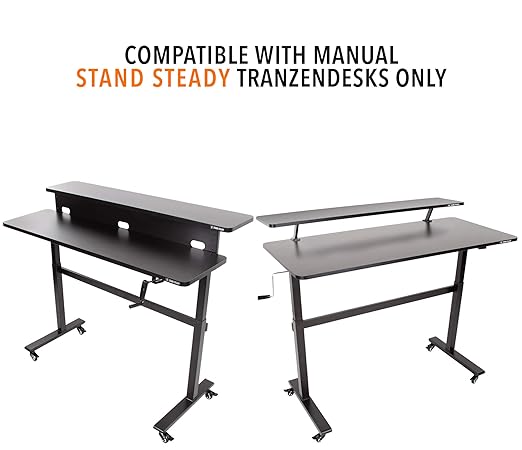 Stand Steady Attachable Desk Wheels | Set of 4 Locking Casters | Easy-Roll and Non-Marring | Full Swivel Wheels Compatible with Tranzendesk Standing Desks (2 Inch/Black)
