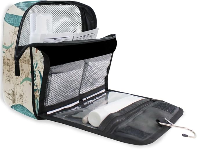 senya Hanging Travel Toiletry Bag Kit Makeup Case Cosmetics Organizer for Men Women (Sea Lives Turtle Coral)
