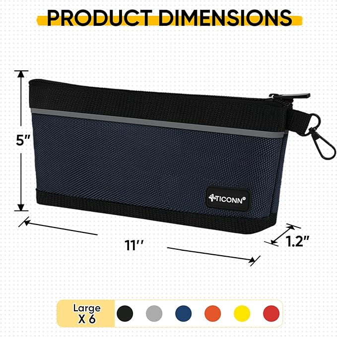 TICONN Tool Pouches with Zipper, 1680D Oxford Small Tool Bags, Waterproof Utility Bag Zipper Pouch for Tool Organizers and Storage (6 Pack Large)