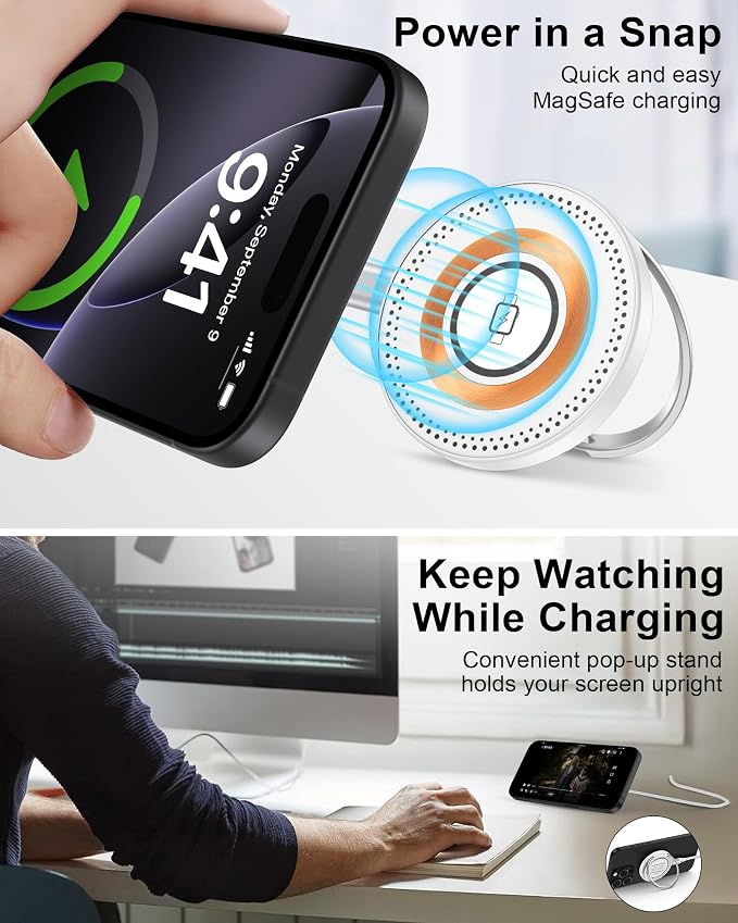 Magsafe Charger for iPhone 17, Magnetic Wireless Charger Fast Charging Pad | iPhone 17 Pro Max, 17Pro Air 16Pro Max 16 15 14, Apple Watch Airpods, Mag safe Charging Station with Stand & USB-C Block