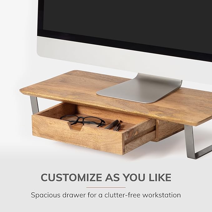 Anji Mountain Monitor Stand - Desktop Organizer & Laptop Riser, Ergonomic Monitor Riser, Space-Saving Monitor Stand for Desk, Durable Construction, Easy Assembly, Ideal for Home & Office,Natural