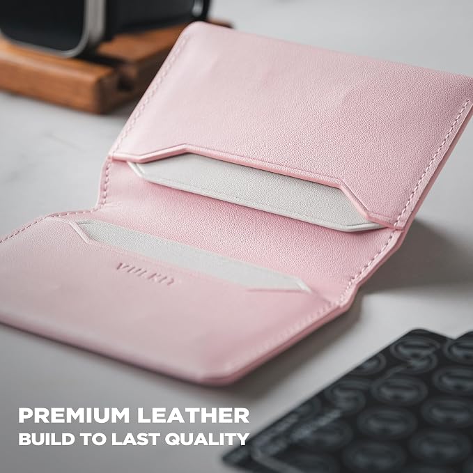 VULKIT Slim Minimalist Card Holder RFID Blocking Leather Credit Card Holder Front Pocket Wallet Magnetic Closure