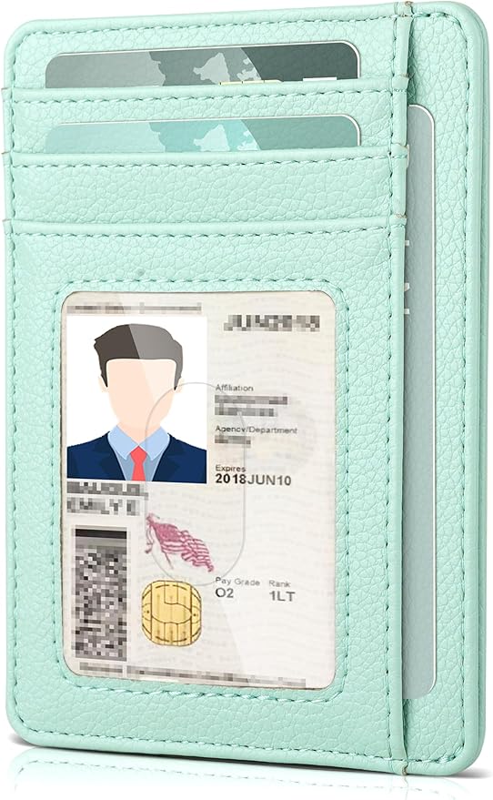 Teskyer Slim Wallet for Men, Minimalist Front Pocket RFID Blocking Leather Wallet Credit Card Holder for Men & Women