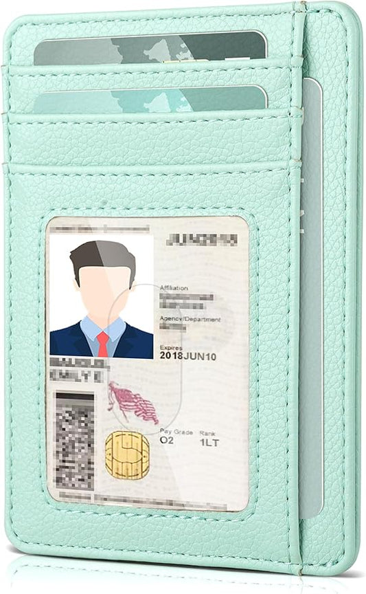 Teskyer Slim Wallet for Men, Minimalist Front Pocket RFID Blocking Leather Wallet Credit Card Holder for Men & Women