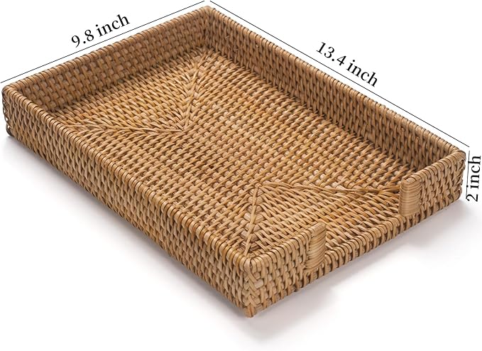 Rattan Letter Tray, Wicker Desk Tray, Woven Desktop Basket Organizer for Papers, Documents, Magazines, Files