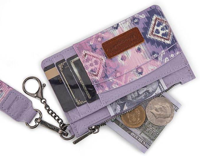 Montana West X Wrangler Aztec RFID Credit Card Holder Slim Wallet Keychain Wristlet Women Wallet Small Ladies Female Wallets, Card Cases & Money Organizers with Coin Purse