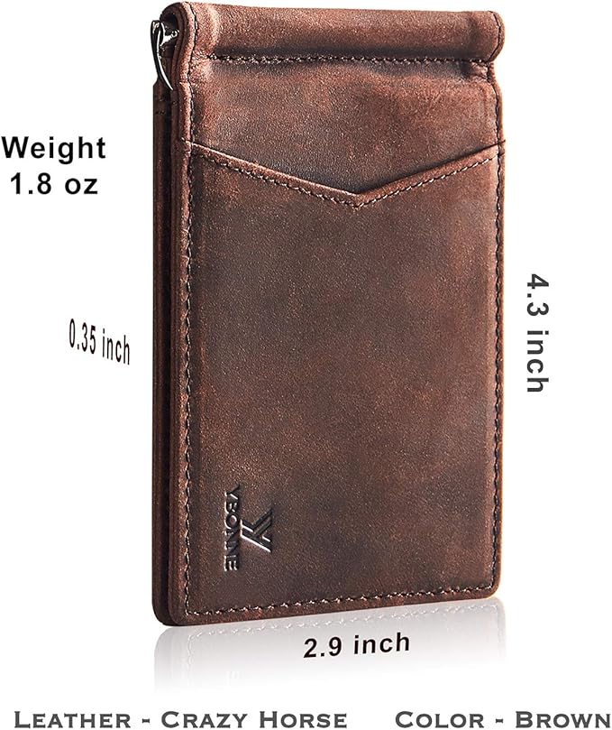 YBONNE Mens Slim Wallet with Money Clip Front Pocket RFID Blocking Thin Bifold Leather Card Holder Minimalist Mini Billfold