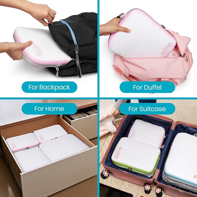Cambond Compression Packing Cubes for Travel - Lightweight Expandable Travel Bags Luggage Organizers Travel Essentials Compression Cubes for Travel Space Saver for Carry on Suitcases Organizer