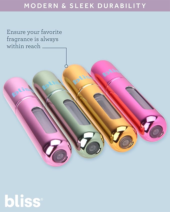 Bliss Atomizer Spray Bottle Set - 4 Pack TSA-Approved Leak Proof Refillable Small Travel Spray Bottle and Perfume Atomizer, Size One Size, Spiral Sage Combo