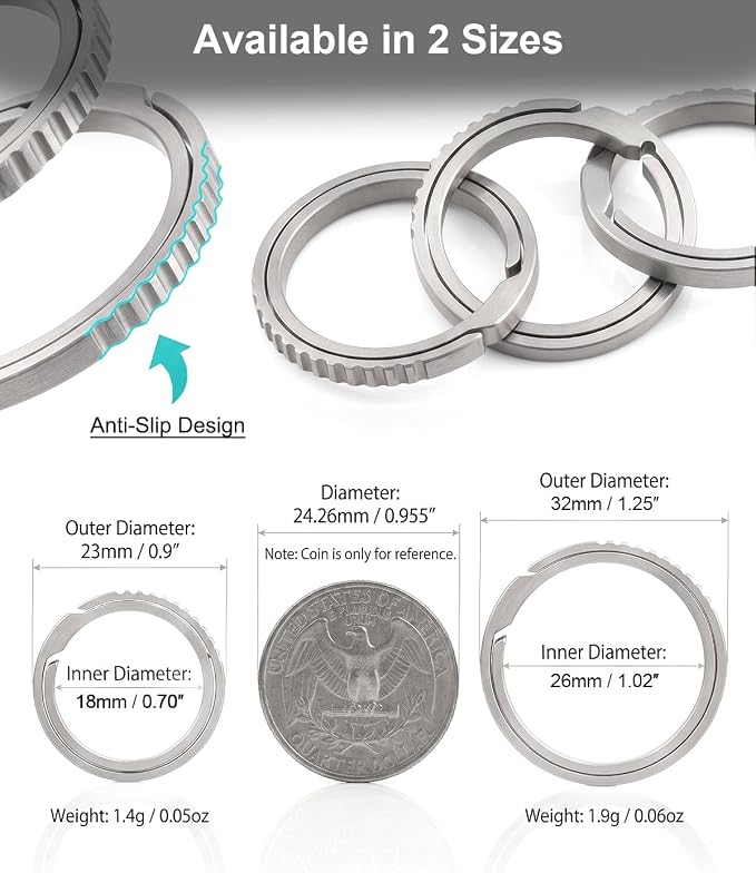 PJYTAC Titanium Key Rings Side Push Key Chain Rings Heavy Duty, Ultra Light Easy to Open Keyrings for Key Fobs Gift for Men