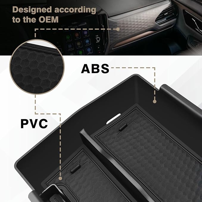 Muslogy Upgraded Center Console Organizer Compatible with 2025 Subaru Forester Middle Armrest Storage Box Insert Tray Cable Holder Interior Accessories Easy Removal (Black) Won't fit 2026 Model