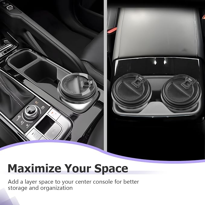 LUWU Cup Holder Compatible with 2024 2025 2026 Kia Telluride Center Console Organizer Drink Holder Replacement for 2025 2026 Kia Telluride Accessories Center Console & Rear Seat Cup Holder 2-Pack