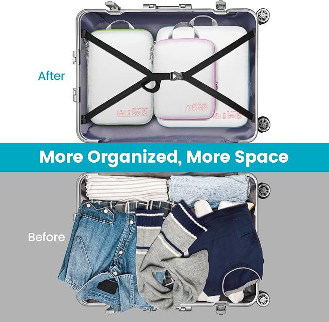 Cambond Compression Packing Cubes for Travel - Lightweight Expandable Travel Bags Luggage Organizers Travel Essentials Compression Cubes for Travel Space Saver for Carry on Suitcases Organizer