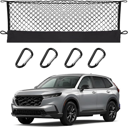 Envelope Style Trunk Cargo Net Compatible with Honda CR-V 2026-2023 Upgraded 2026 2025 2024 2023 CRV SUV Premium Car Rear Tailgate Touring Storage Netting with Heavy Duty Carabiners
