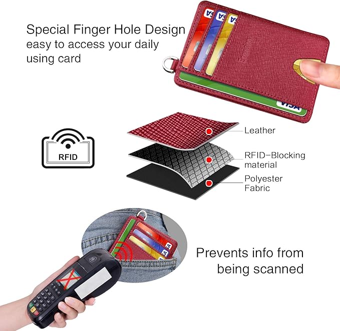 EcoVision Slim Minimalist Front Pocket Wallet, RFID Blocking Credit Card Holder Wallet with Detachable D-Shackle for Men Women