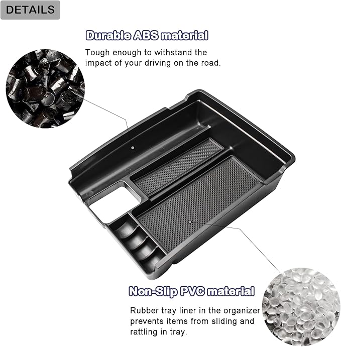 HGWEI Center Console Organizer Tray Compatible with Nissan Rogue 2014-2020 / Rogue Sport 2017-2022 / Murano 2015-2024 Interior Accessories Insert Armrest Storage Glove Box, Black