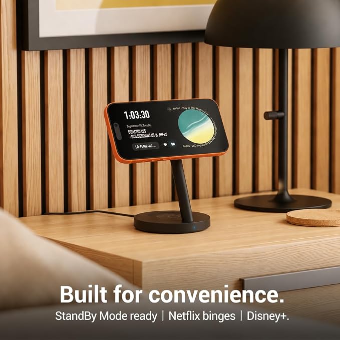 Qi2 25W 3 in 1 Wireless Charging Station for iPhone Samsung | 2-year warranty, MagSafe, strong magnet, 18.5° tilt adjustment, 45W PD adapter, ideal for nightstand office desk travel