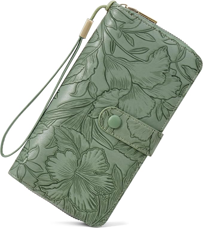SENDEFN Women's Credit Card Holder RFID Blocking Zip Around Leather Wallet Large Capacity Long Purse with Wristlet