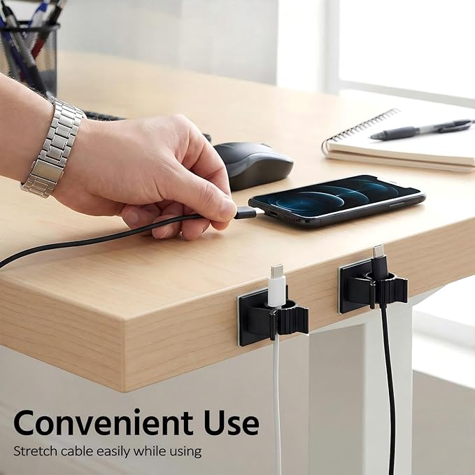 eBoot 200 Pcs Adhesive Cable Wire Clips Strong Cord Clips Wire Holders Cable Cord Straps Management Clamps Tie Holder for the Wall, Under Desk, Car, Office and Home