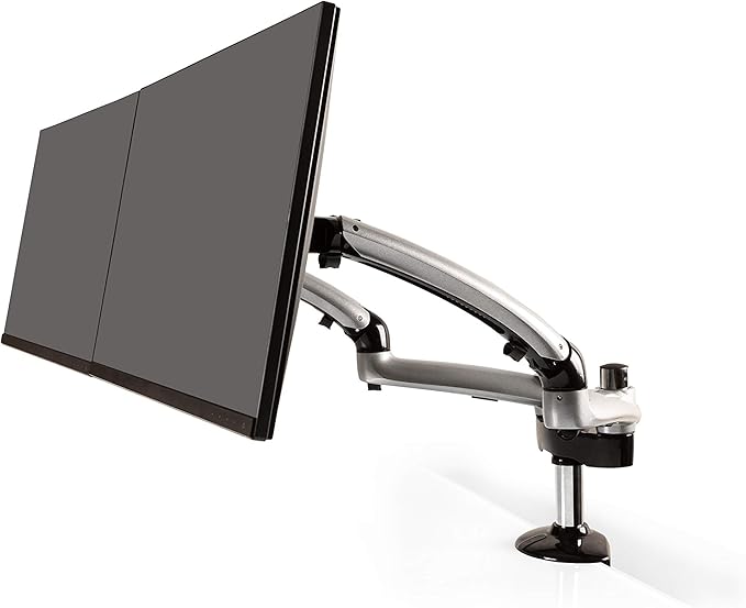 Ergotech Dual Freedom Arm, Includes Two Aluminum Articulating Arms, 8.4-17.8 lbs. Weight Capacity per Arm, Suitable for Monitors up to 27 inches, VESA Compatible 75×75, 100×100, Silver