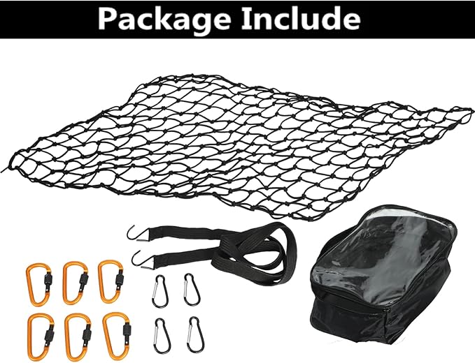 Cargo Net for Pickup Truck Bed 2 X 3 Foot Stretches to 4 X 6 ft, Heavy Duty Truck Bed Net with 3”x3” Small Mesh & 10pcs Carabiners Hooks Compatible with Ford, Dodge RAM, Chevy, Toyota