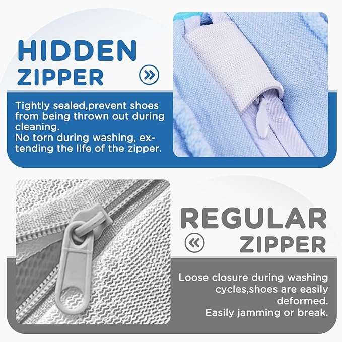 Aship Shoe Washing Machine Bag, Laundry Shoe Bag for Washer and Dryer - 2PC Reusable Shoe Cleaning Bag for Sneakers,Tennis Shoes, 360° Deep Cleaning With Self-locking Zipper for All Shoe Sizes - Blue